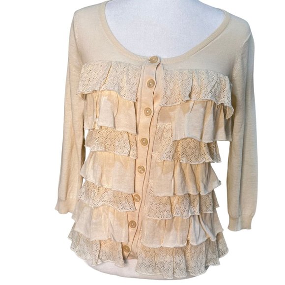 Anthropologie Sweaters - ANTHROPOLOGIE Sparrow Brand Ruffle Front Cardigan Sweater - Medium